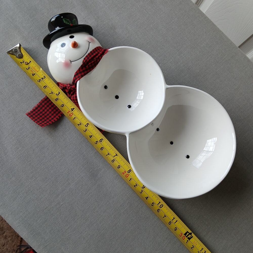 Hallmark Snowman Candy Dish 11" snack bowl serving tray winter holiday nuts dip - Picture 7 of 8